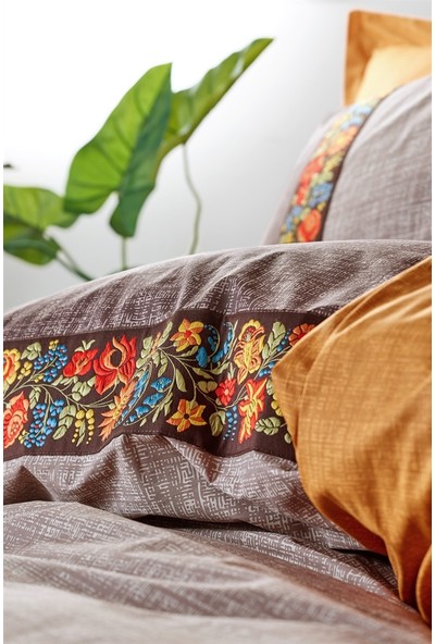Cotton Box Folk Art Çift Kişilik Nevresim Takimi Vizon