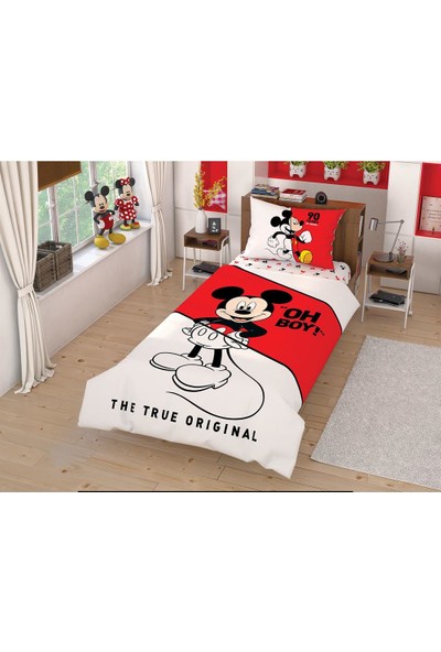 Taç Lisanslı Tek Kişilik Nevresim Takımı - Mickey Çek Canlandır
