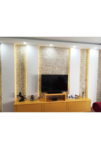 Doğal Dekor Bombeli 23 x 48 mm Traverten Doğal Taş Patlatma Duvar Kaplama Fileli Mozaik