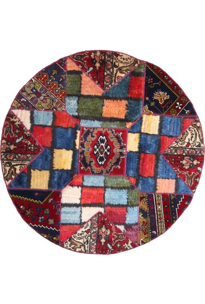 Yahyalı Koçaklar Yahyalı Patchwork Yuvarlak El Dokuma Halı 132X132