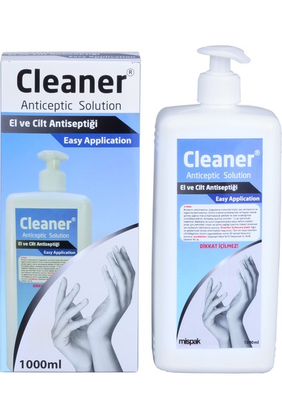 Cleaner 1000 ml Antibakteriyel Solisyon El ve Cilt Dezenfektanı