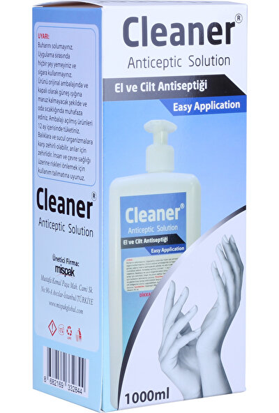 Cleaner 1000 ml Antibakteriyel Solisyon El ve Cilt Dezenfektanı