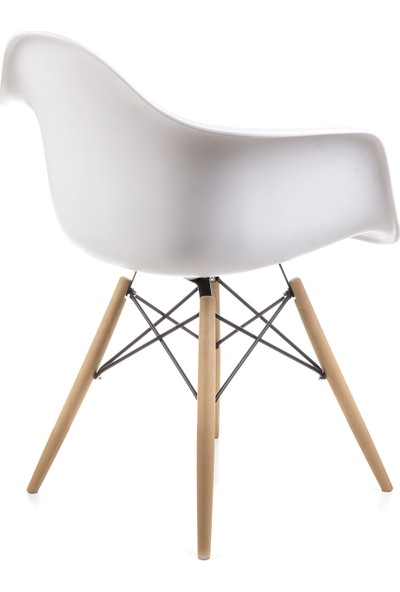 Dorcia Home Kolçaklı Beyaz Eames Sandalye 2 Adet Cafe Balkon Mutfak Sandalyesi