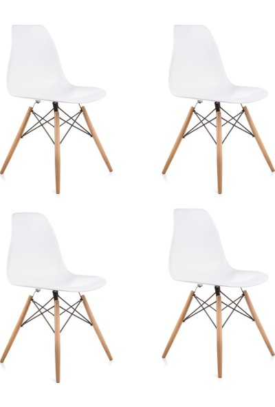 Dorcia Home Beyaz Eames Sandalye 4 Adet Cafe Balkon Mutfak Sandalyesi