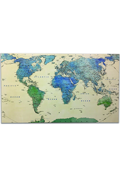 Mapofx Detaylı Dünya Haritası Kanvas Tablo