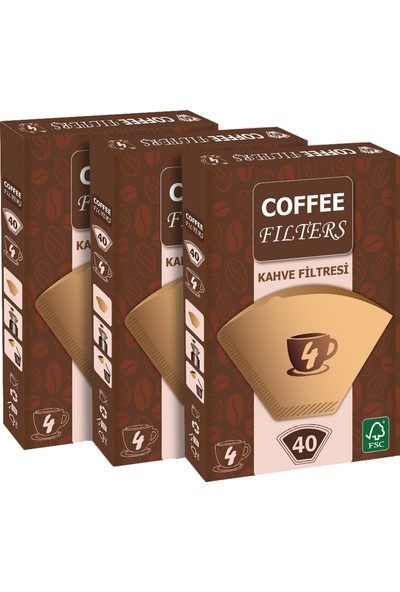Coffee Filters Filtre Kahve Kağıdı No:4 40'lı @ 3 Paket
