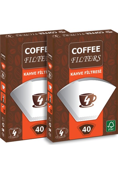 Coffee Filters Filtre Kahve Kağıdı No:4 40'lı @ 2 Paket