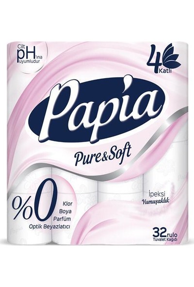 Papia Pure&soft 4 Katlı Tuvalet Kağıdı 32'li