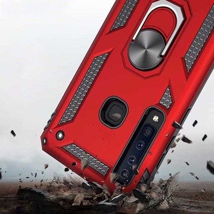 Huawei P20 Lite Kılıf Yüzüklü Standlı Manyetik Vega Kapak - Gold + Tam Kaplayan 5D Cam fırsatları