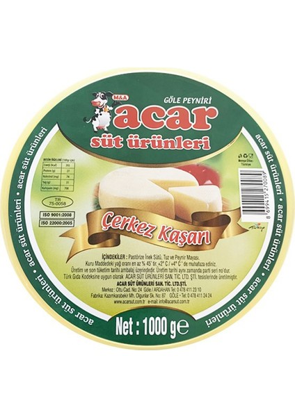 Acar Süt Çerkez Kaşarı 1 kg