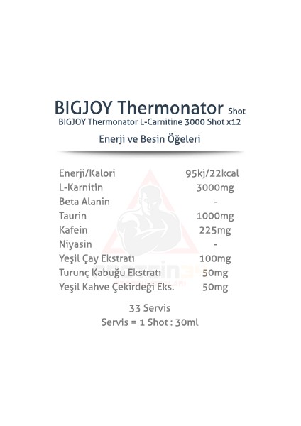 Bigjoy Thermonator L-Carnitin 3000 Mg 12 Ampül Thermo Karnitine