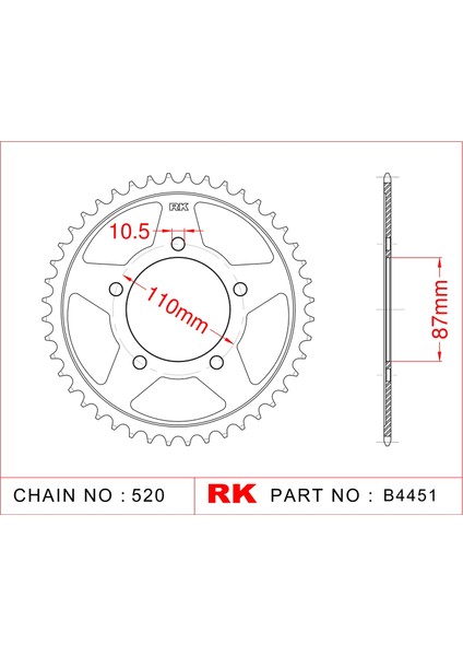 Suzuki GSX-R 250 RK Çelik Arka Dişli B4451-46 (2017-2018)