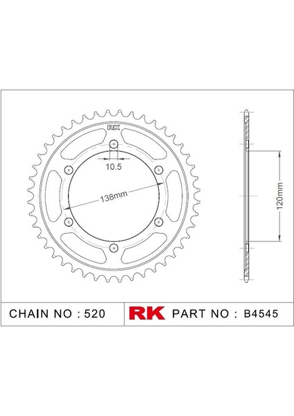 Honda CBR 250 R ABS Rk Çelik Arka Dişli B4545-36 (2011-2013)