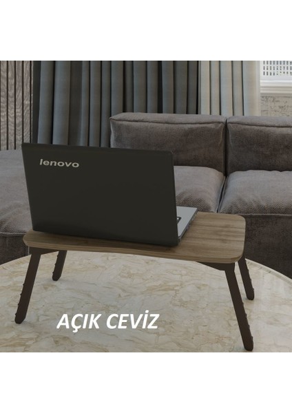 Gold Falez Mobilya Aksesuar Laptop Sehpa Çalışma Kahvaltı Masası Açık Ceviz