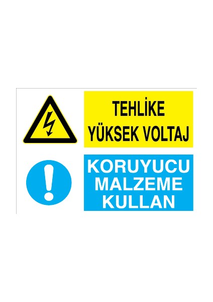 Tehlike Yüksek Voltaj - Koruyucu Malzeme Kullan Sticker - Folyo