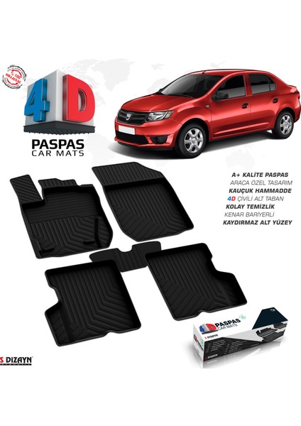 Dacia Logan 2 4D Havuzlu Paspas 2013-2020 A+Kalite