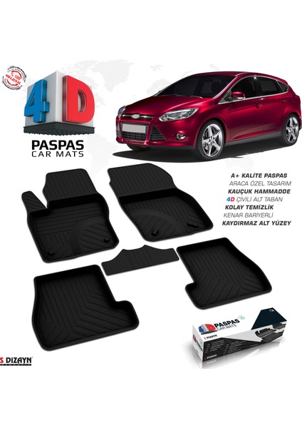 Ford Focus 3 HB 4D Havuzlu Paspas 2011-2014 A+Kalite