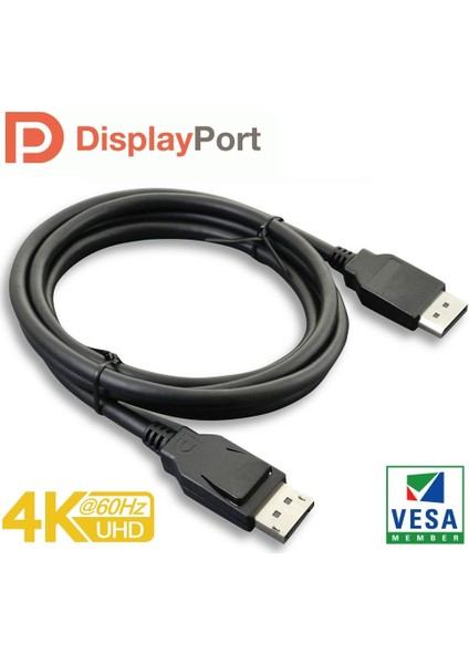 V1.2 Vesa DisplayPort Sertifikalı 21.60 Gbps Bandwith 5K 30Hz, 4K 60Hz, 2K 165Hz, 1080p 240Hz Destekli FreeSync G-Sync Displayport Kablo - CK01131B0EAE1M8