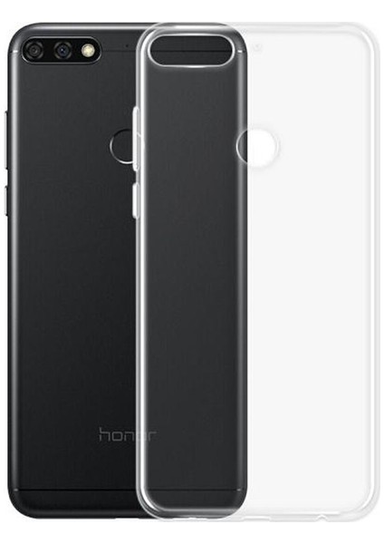Huawei Y7 2018 Silikon Kılıf + Tam Kaplayan 5D Nano Ekran Koruyucu Şeffaf