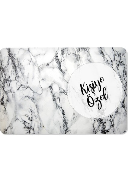 Kişiye Özel - Beyaz Mermer Görünümlü | Cam Kesme Tahtası - Cam Kesme Tablası | 20cm x 30cm