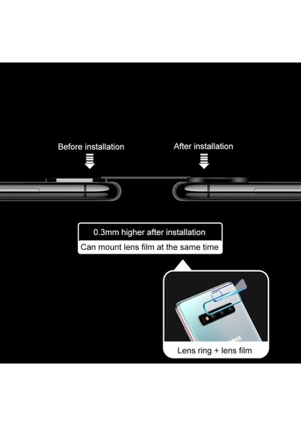Samsung Galaxy S10+ Kamera Lens Koruma Halkası Açık Tasarım Siyah