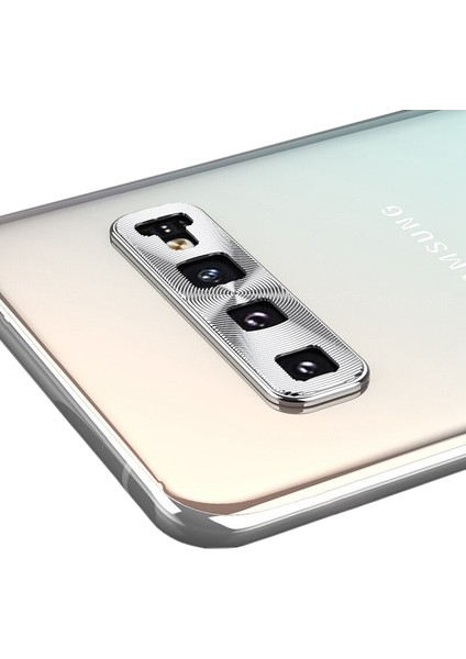 Samsung Galaxy S10+ Kamera Lens Koruma Halkası Kapalı Tasarım Gümüş