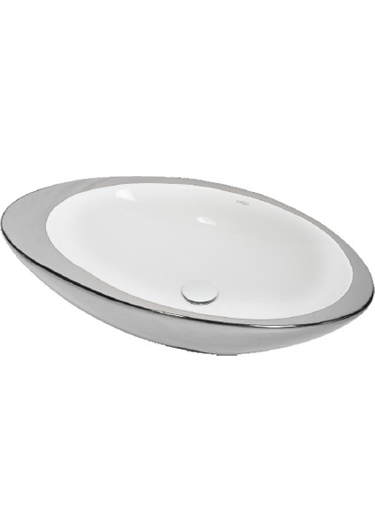 Gocce 74 cm Elips Lavabo Içi Beyaz Dışı Gümüş Renk