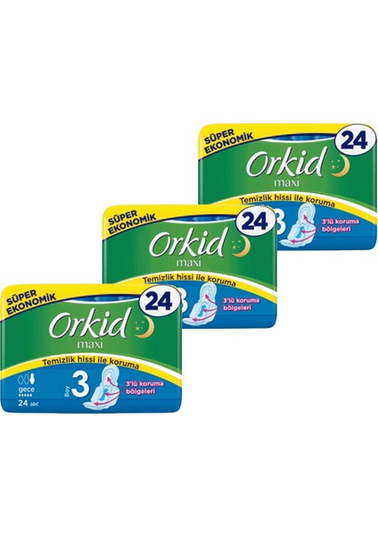 Maxi 3 Gece Hijyenik Ped 4 x 3 Paket
