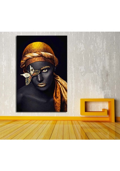 Afrikalı Kadın Kelebek Kanvas Tablo zk9 35 x 50 cm