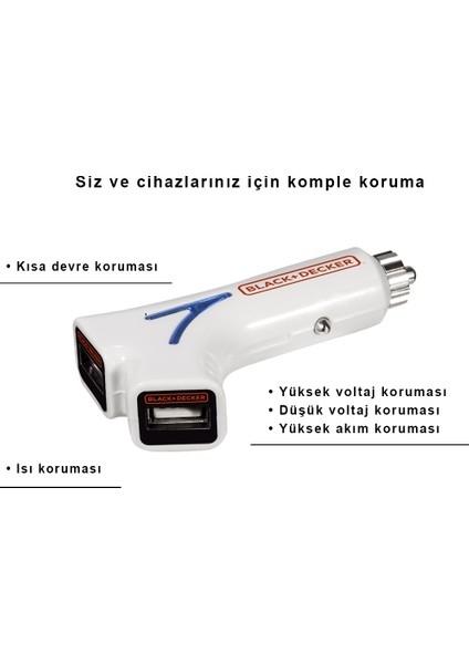 PIUSB2BE 3.1 Amper Çift Çıkışlı Usb Araç Şarj Cihazı