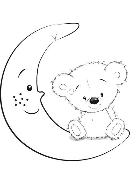 Sevimli Beyaz Ayıcık Beyaz Yıldızlar ve Bulutlar Dekoratif Bebek Çocuk Odası Duvar Sticker fırsatları