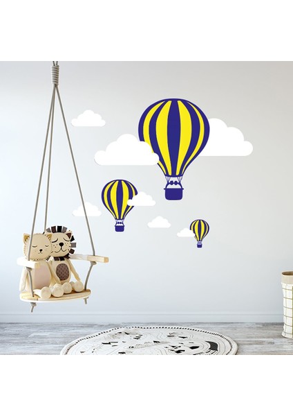 Uçan Balon Sarı Lacivert Taraftar Bebek ve Çocuk Odası Sticker