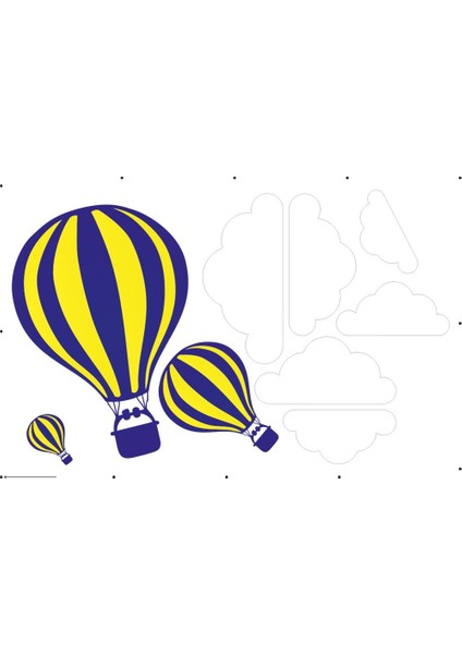 Uçan Balon Sarı Lacivert Taraftar Bebek ve Çocuk Odası Sticker