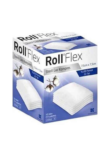 Roll Flex 7.5cmX7.5cm Steril Gaz Kompres 50 Adet