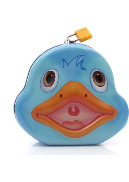 Kumbara metal kilitli metal ördek mavi