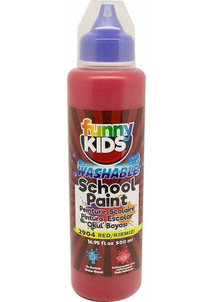 Funny Kids Yıkanabilir Okul Boyası 500 ml - 2904 Kırmızı