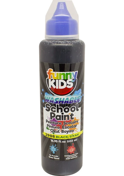 Funny Kids Yıkanabilir Okul Boyası 500 ml - 2908 Siyah