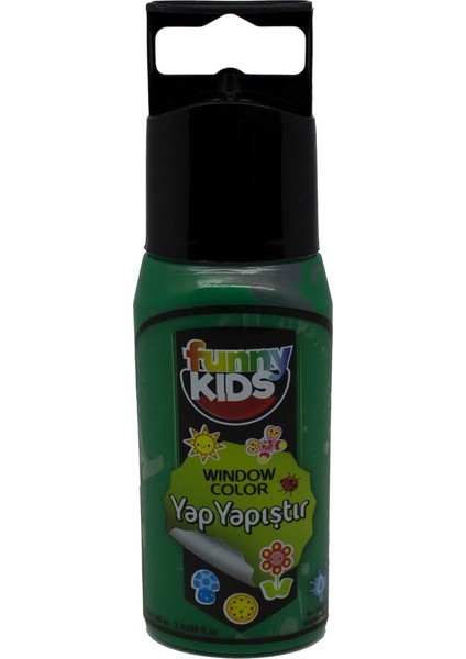 Funny Kids Yap Yapıştır Cam Boyası 60 cc - 7520 Yeşil