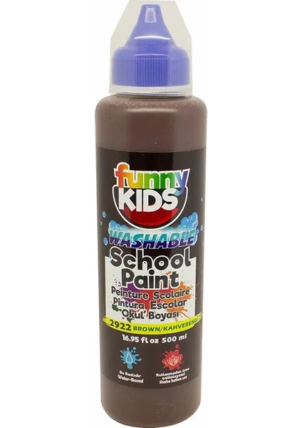 Funny Kids Yıkanabilir Okul Boyası 500 ml - 2922 Kahverengi