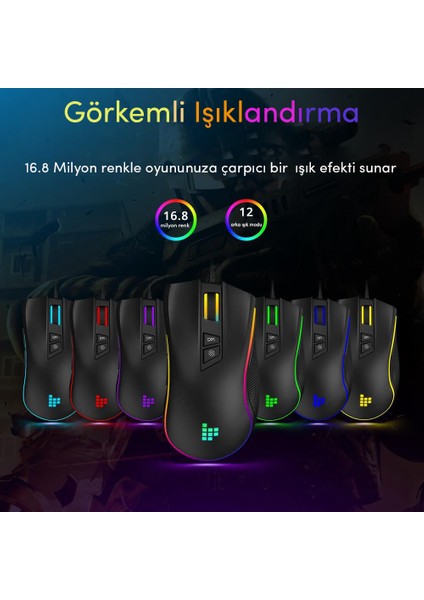 TG007 Makrolu 7200DPI RGB Ledli Gaming Oyuncu Mouse