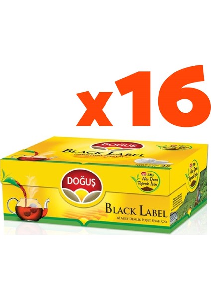 Black Label 48'li Demlik Poşet Çay 16'lı Set