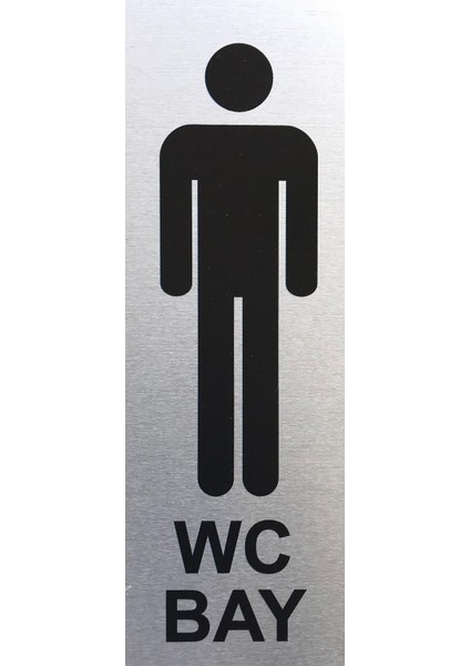 Wc Tuvalet Tabelası Bayan Bay 2 Adet Kapı Yönlendirme Levhası 5 cm x 15 cm Alüminyum