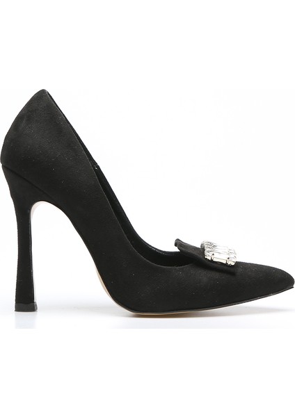 Plus Siyah Suet Kadın Stiletto
