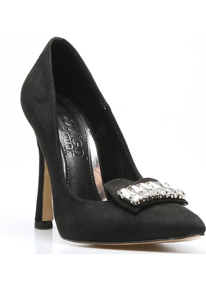 Plus Siyah Suet Kadın Stiletto