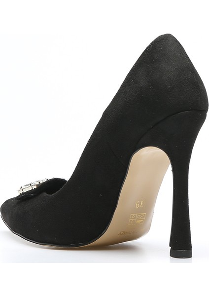 Plus Siyah Suet Kadın Stiletto