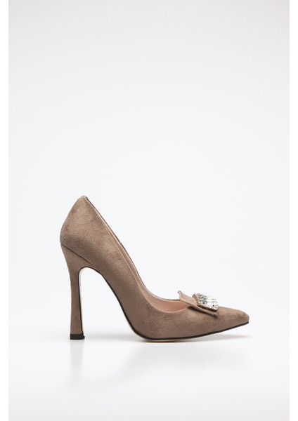 Plus Vizon Suet Kadın Stiletto