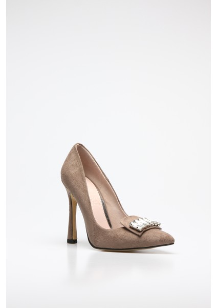 Plus Vizon Suet Kadın Stiletto