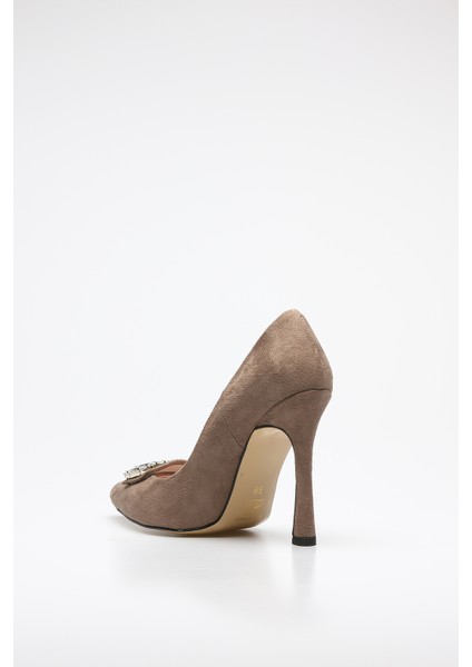 Plus Vizon Suet Kadın Stiletto