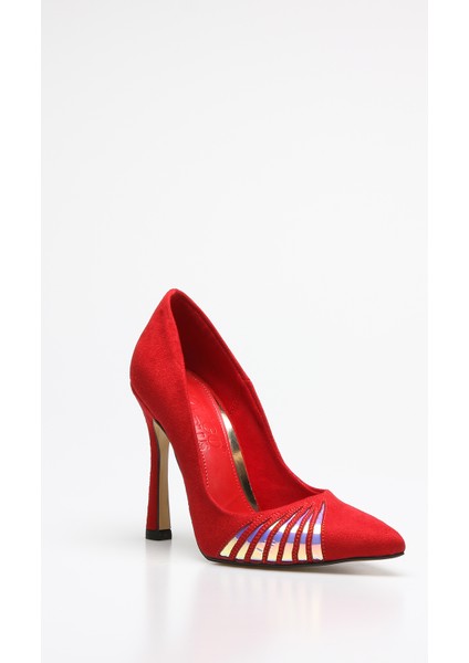 Plus Kırmızı Suet Kadın Stiletto