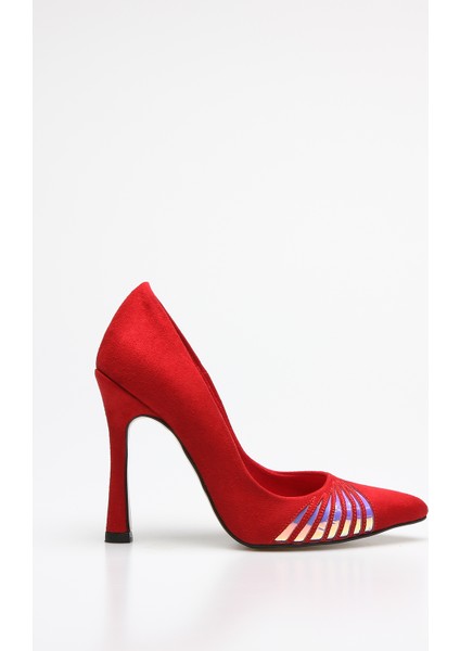 Plus Kırmızı Suet Kadın Stiletto